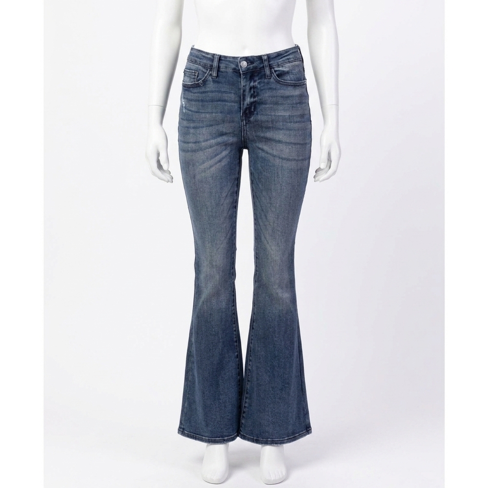 NEW JUDY BLUE contrast trouser flare jeans in blue